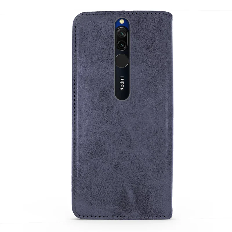 Capa Apokin para Xiaomi Redmi 8 Pele Sintética com Porta-Cartões Vermelho - Imagem 6