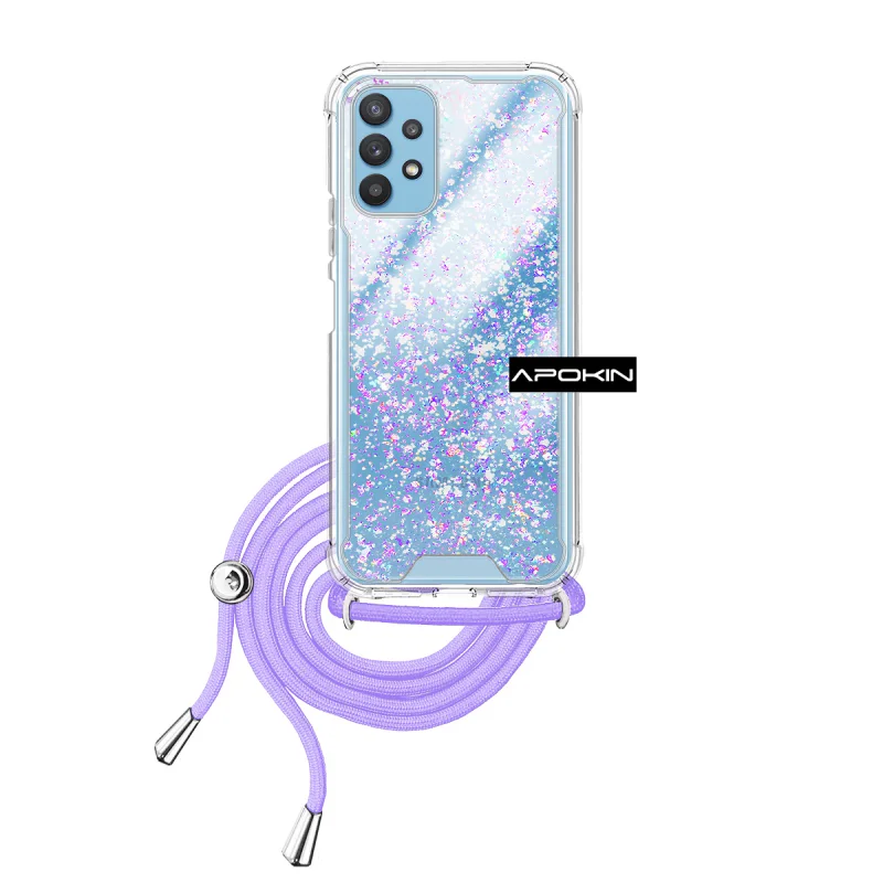 Capa de Gel Apokin para Samsung Galaxy A32 4G Transparente com Cordão Preto - Imagem 2