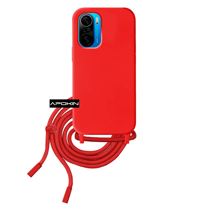 Capa de Silicone Apokin com Cordão para Xiaomi Poco F3 e Mi 11i Azul turquesa - Imagem 3
