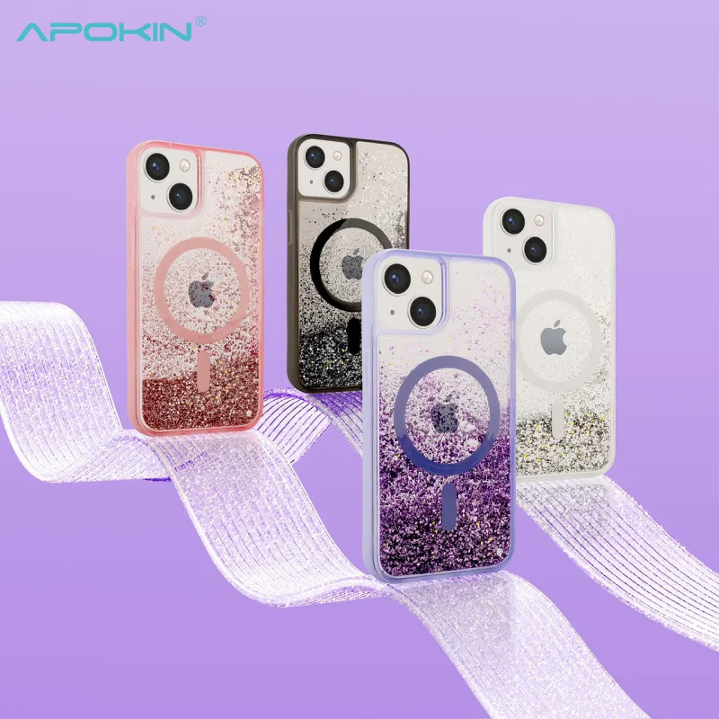 Capa Apokin para iPhone 14 Pro com Purpurina e MagSafe Lilás - Imagem 2