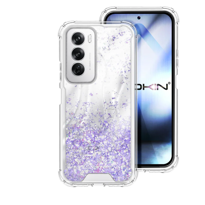 Capa Gel Apokin para Oppo Reno 12 Transparente com Glitter Rosa - Imagem 2