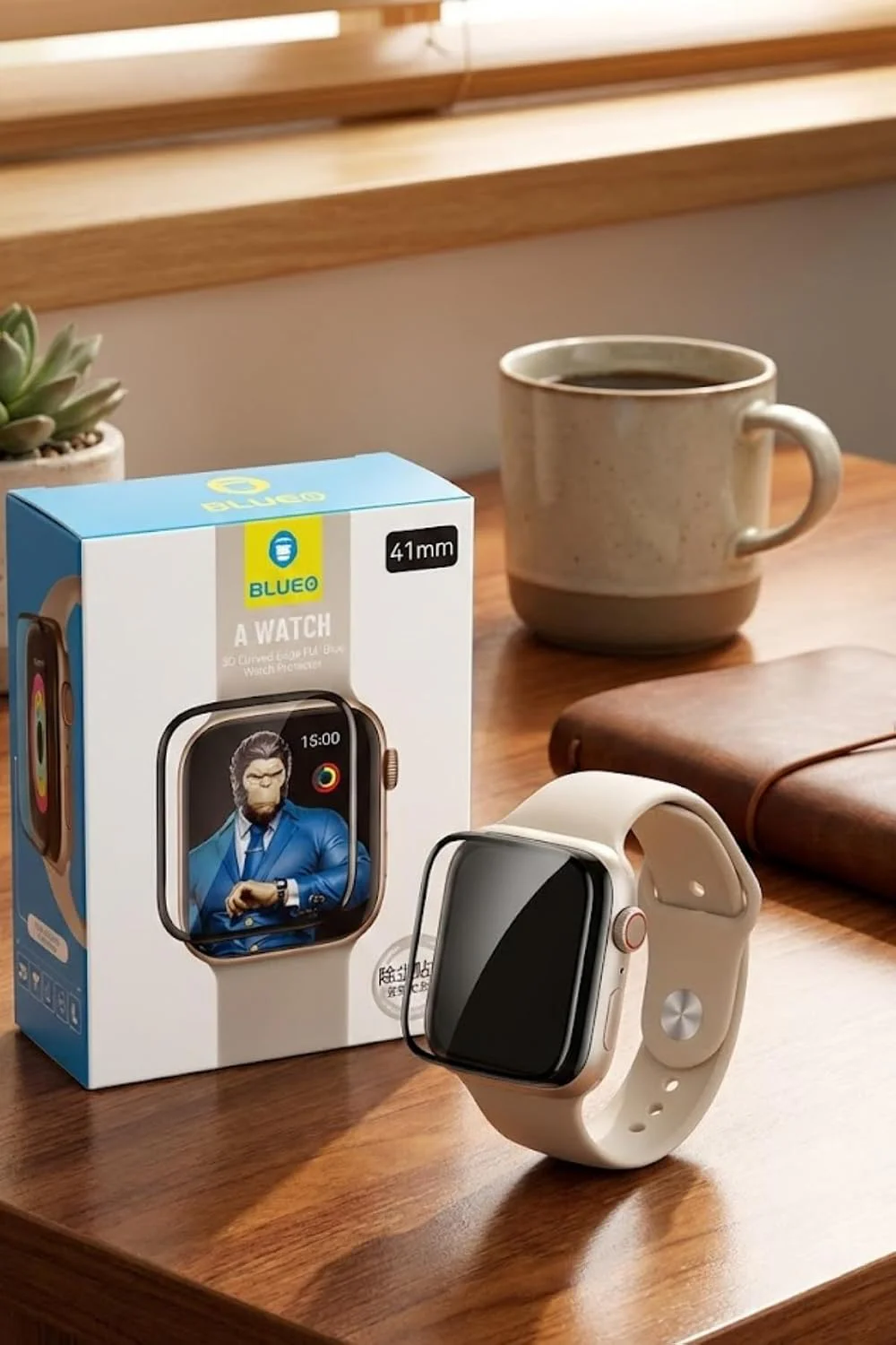 Película Protetora Blueo para Apple Watch S7 / S8 41 mm 3D Bordo Curvo Alta Molécula - Imagem 4