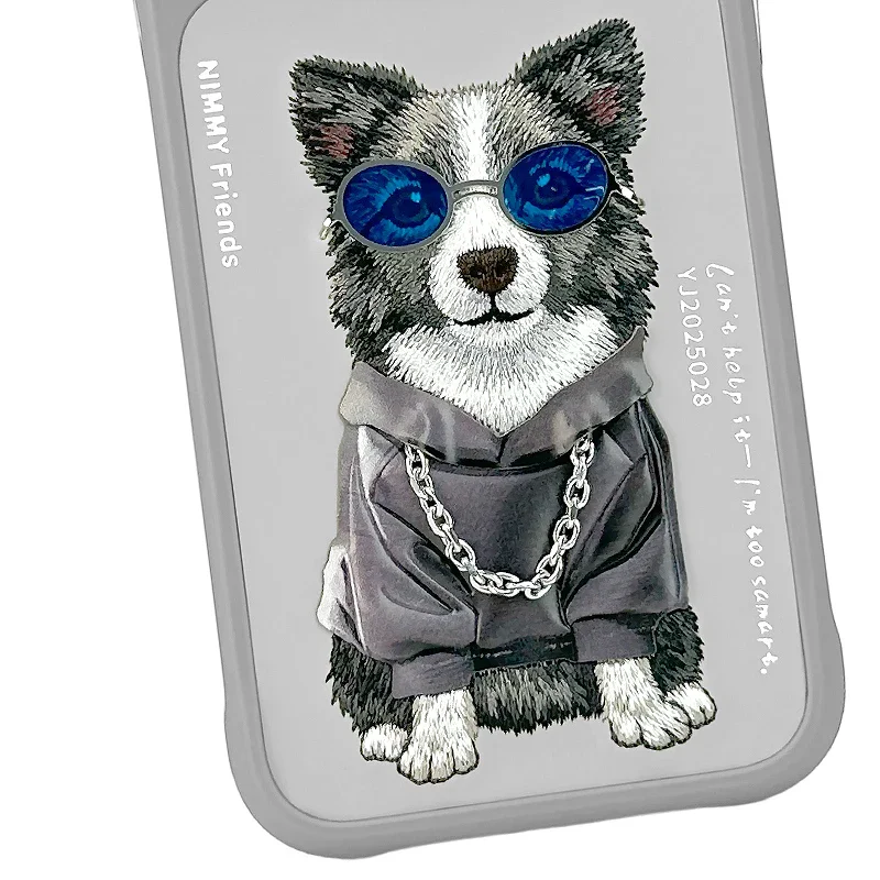 Capa Apokin Nimmy para iPhone 16 Pro com Bordado e MagSafe Cinza - Imagem 2