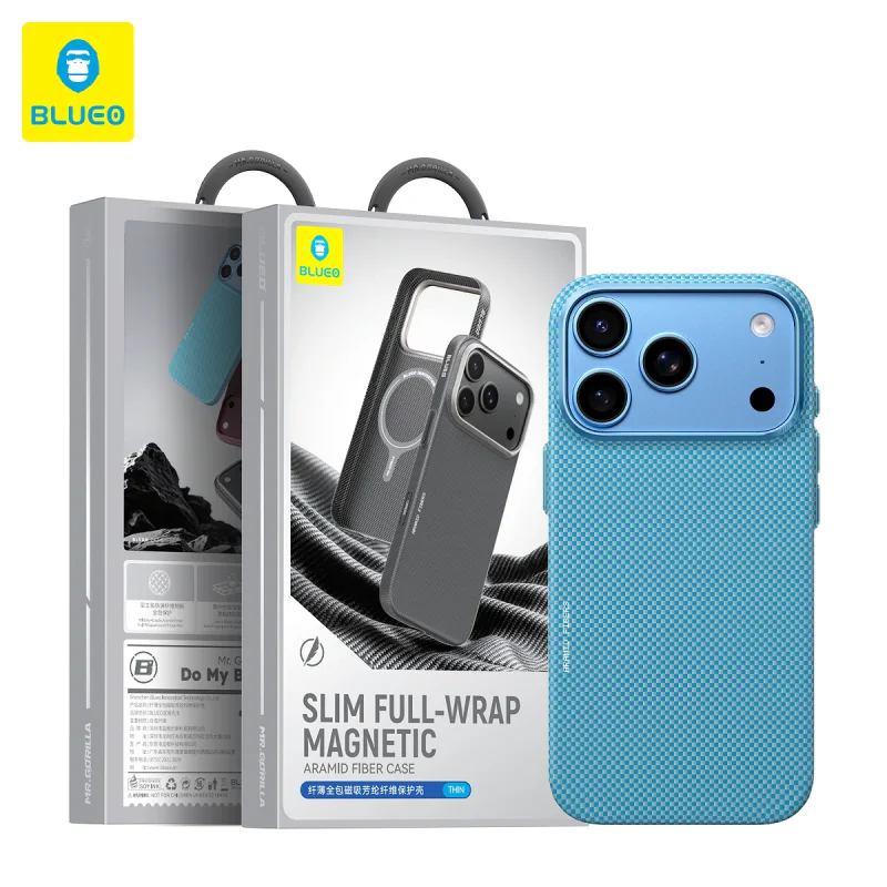 Capa Apokin Blueo para iPhone 17 Pro Max e 18 Pro Max Magnética em Fibra de Aramida Azul Céu - Imagem 5