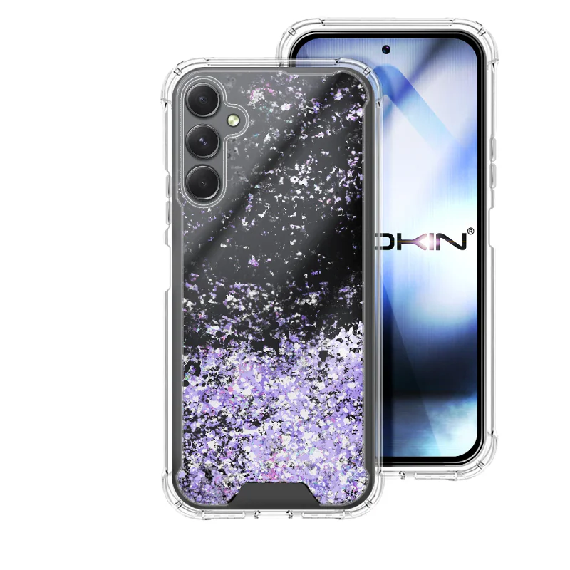Capa Apokin para Samsung Galaxy A54 5G Gel Transparente com Glitter Lilás - Imagem 2