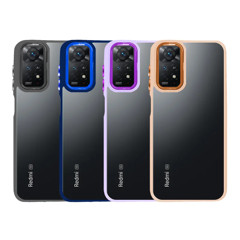 Capa Apokin para Xiaomi Redmi Note 11 Pro 5G Transparente Antichoque Borda Alumínio Preto - Imagem 1