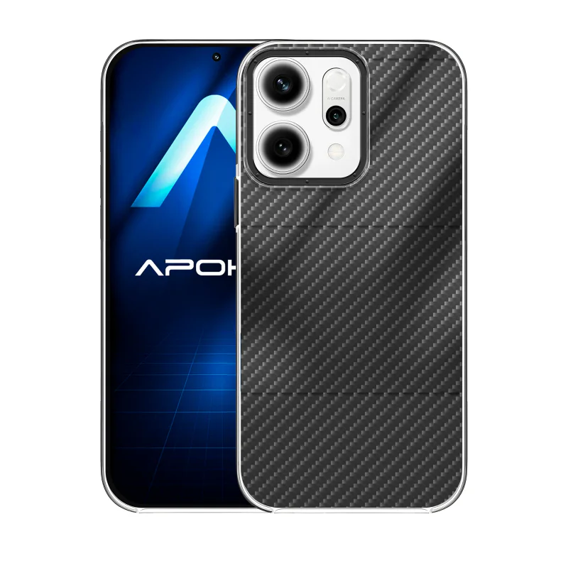 Capa Apokin Acrílico Efeito Carbono para Oppo Reno 14 Preto