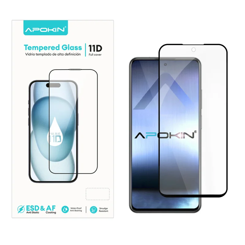 Película de Ecrã Apokin para ZTE Axon 20 5G Vidro Curvo 11D Cola Total Preto