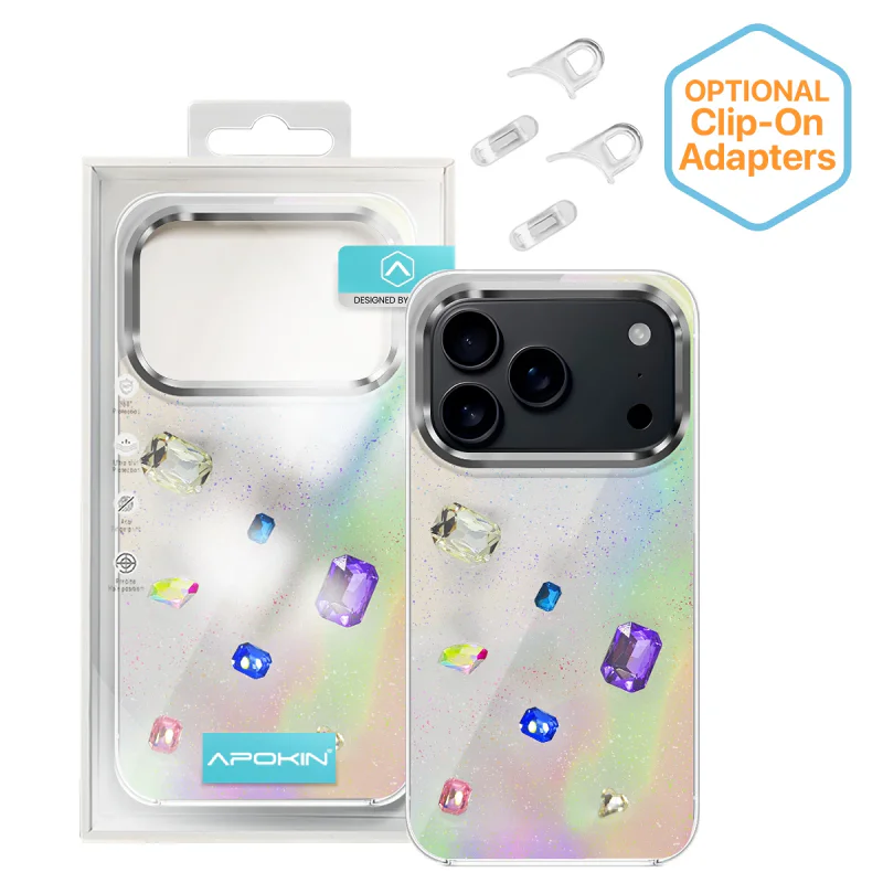 Capa Apokin para iPhone 17 Pro / 18 Pro Acrílica Iridescente com Pedras - Imagem 1