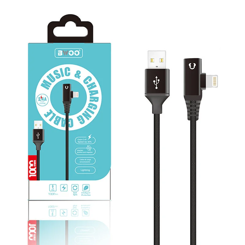 Cabo Apokin BWOO X119 USB para Lightning Carga Rápida 2.4 A Azul - Imagem 1
