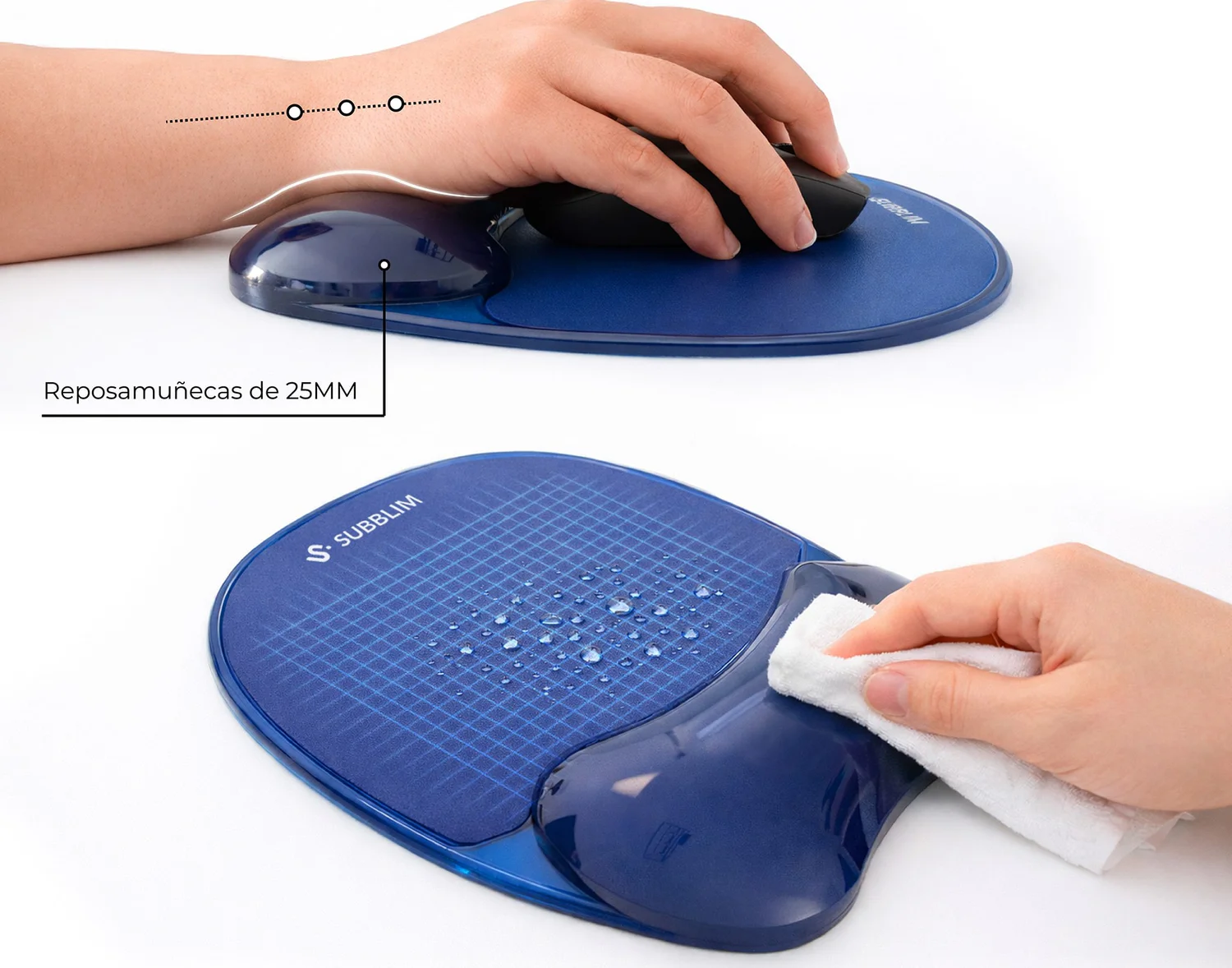 Tapete de Rato Ergonómico Subblim Ergo Crystal Flex com Apoio de Pulso em Gel Azul Escuro - Imagem 2