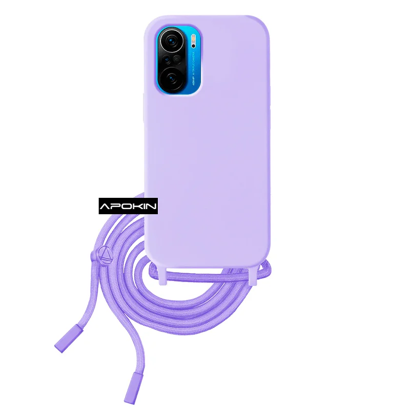 Capa de Silicone Apokin com Cordão para Xiaomi Poco F3 e Mi 11i Azul turquesa - Imagem 4