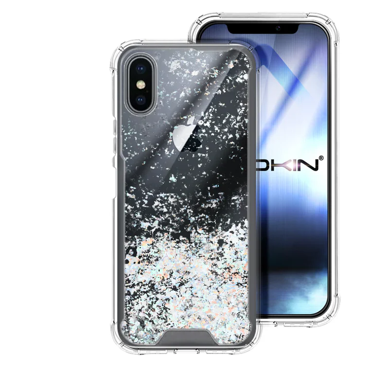 Capa Apokin para iPhone X e XS Gel Transparente Glitter Púrpura Variedade de cores - Imagem 5