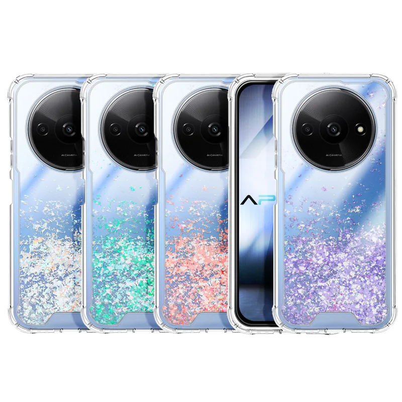 Capa Apokin para Xiaomi Redmi A3 Gel Transparente com Purpurina Rosa