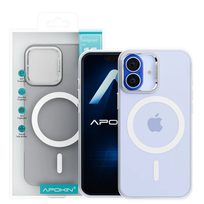 Capa Apokin para iPhone 16 Aveludada com MagSafe Efeito Fumo Transparente