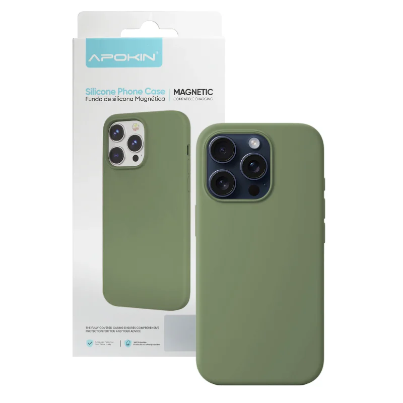 Capa Apokin para iPhone 15 Pro Silicone Líquido com MagSafe Azul Marinho - Imagem 4