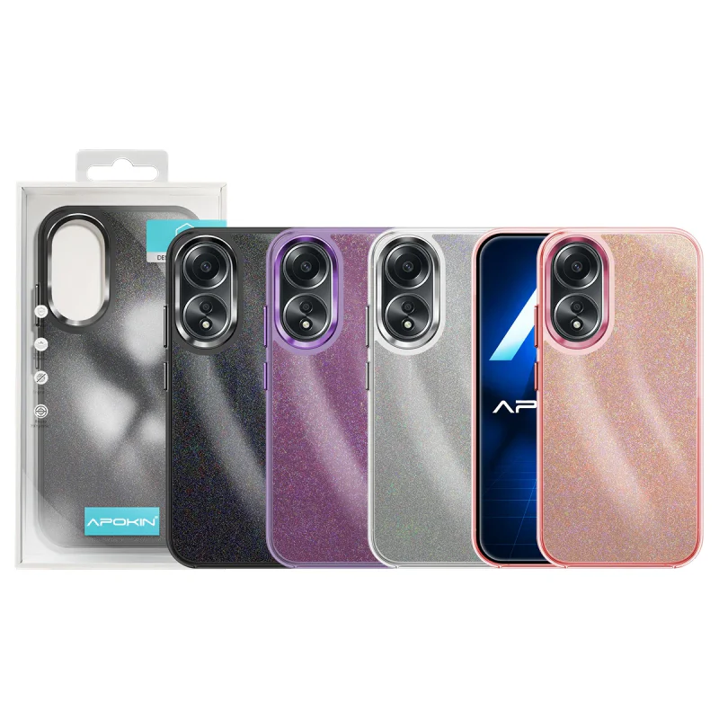 Capa Apokin para Oppo A58 4G Acrílica com Purpurina Prata
