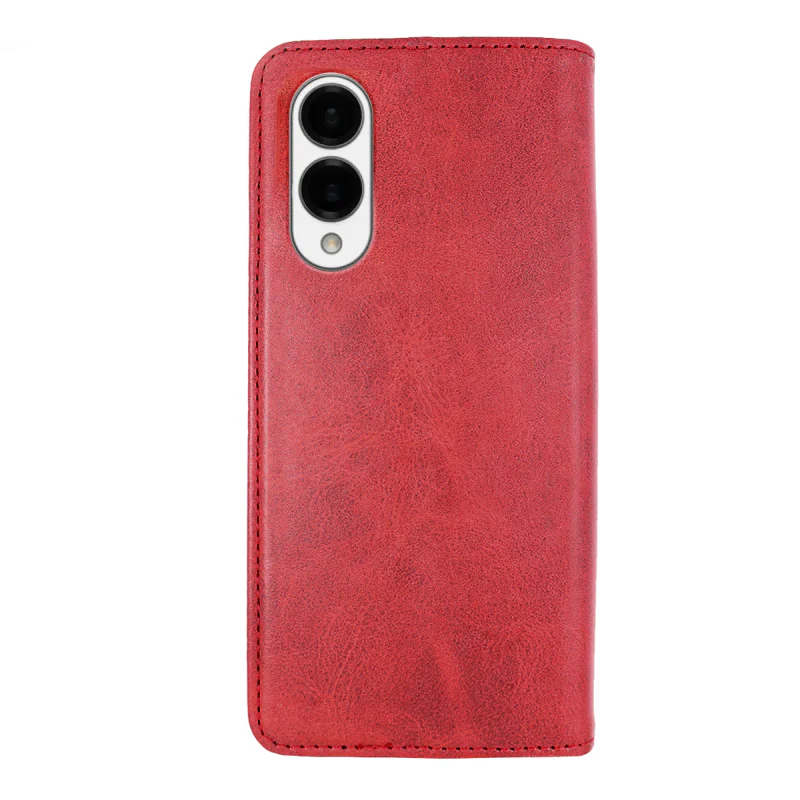 Capa Livro Apokin para Samsung Galaxy S25 com Porta-Cartões em Pele Sintética Vermelho - Imagem 5