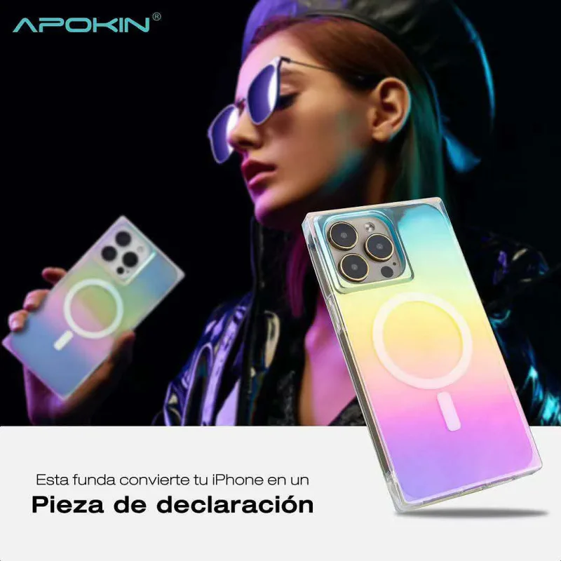 Capa Apokin para iPhone 15 Pro Max Iridescente Metalizada com MagSafe - Imagem 2