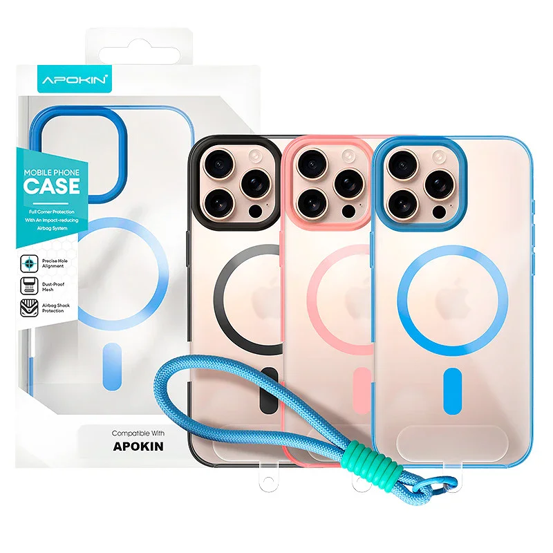 Capa Apokin em Silicone com Alça e MagSafe para iPhone 15 Pro Max Variedade de cores - Imagem 1