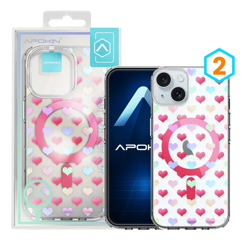 Capa Apokin para iPhone 15 Iridescente Metalizada com Desenhos e MagSafe 2 - Imagem 3