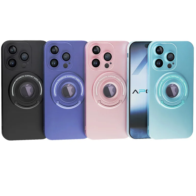 Capa de Silicone Metalizada com Suporte Apokin para Apple iPhone 14 Pro Max Variedade de cores