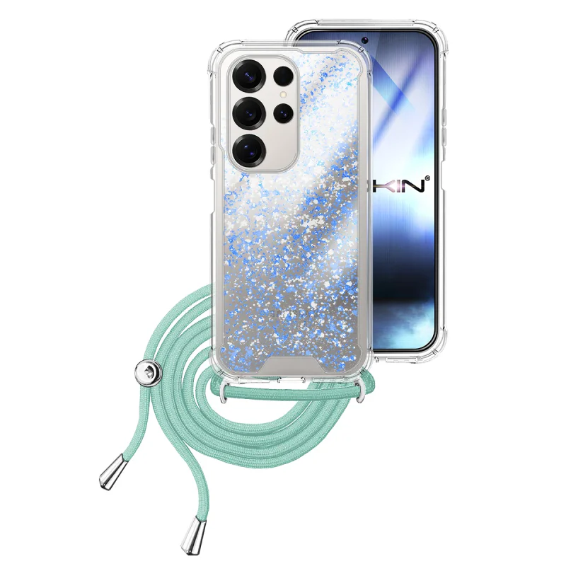 Capa Apokin para Samsung Galaxy S25 Ultra Gel Transparente com Cordão Azul turquesa - Imagem 4
