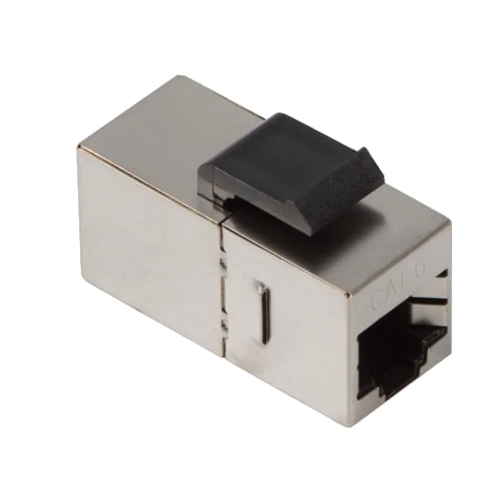 Conector Keystone RJ45 Phasak Cat.6 FTP Blindado Dual Block Prateado