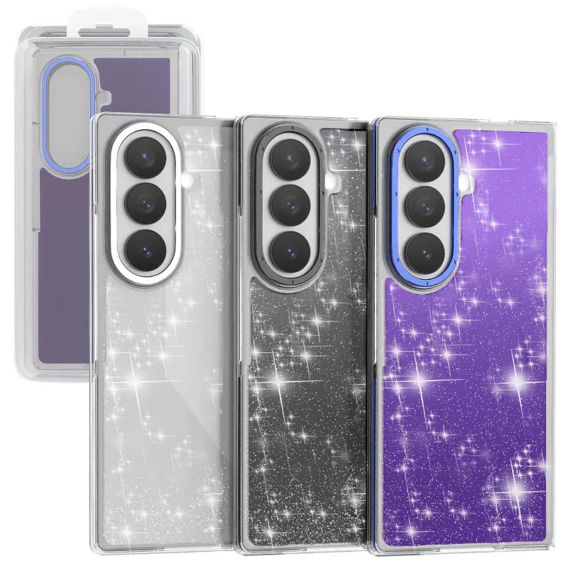Capa Apokin com Purpurina para Samsung Galaxy Z Fold 8 Ultra Preto - Imagem 1