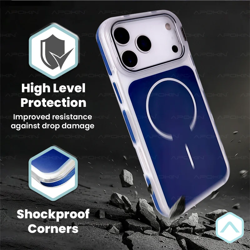 Capa Apokin para iPhone 17 Air Acrílica com MagSafe e Suporte Azul - Imagem 2