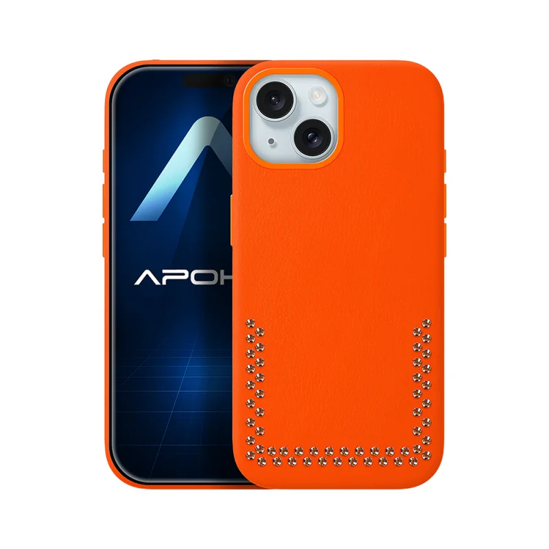 Capa Apokin Pele com Efeito Carbono Racing para iPhone 15 Laranja - Imagem 3