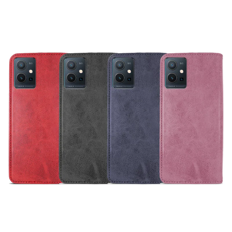 Capa Apokin para Vivo Y55 em Pele com Porta-Cartões Rosa - Imagem 1