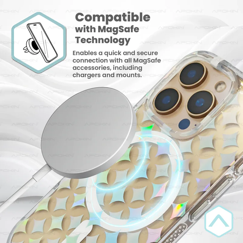 Capa Apokin para iPhone 17 Pro Max e 18 Pro Max Metálica Iridescente com Desenhos e MagSafe 5 - Imagem 6