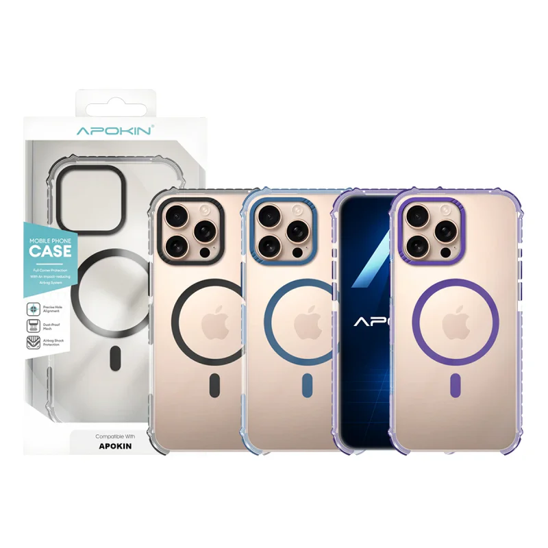 Capa Apokin Rock para iPhone 15 Pro com MagSafe Azul