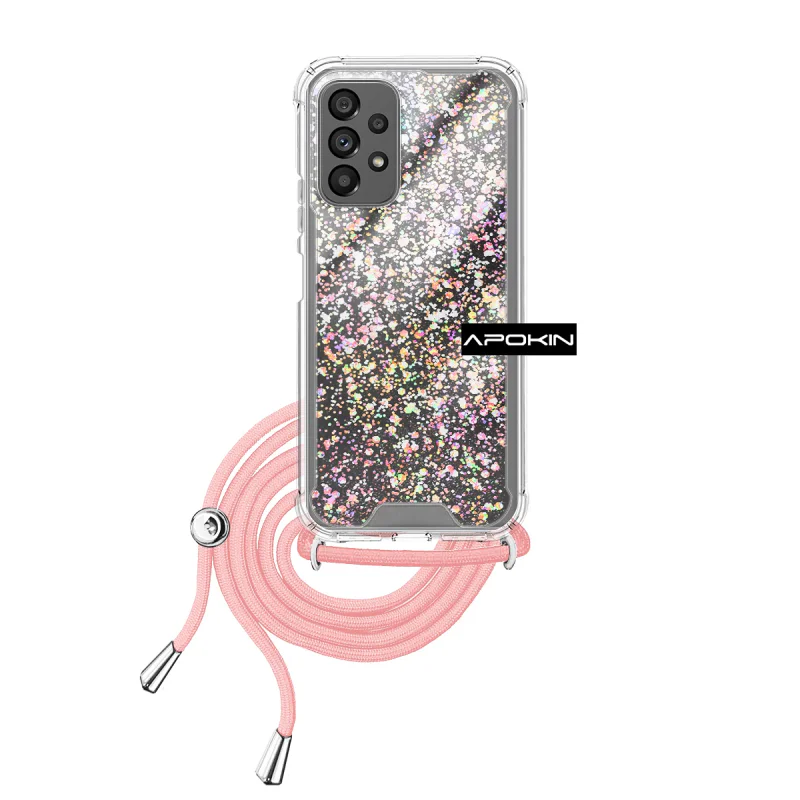 Capa Apokin para Samsung Galaxy A73 5G Gel Transparente com Cordão Azul turquesa - Imagem 3
