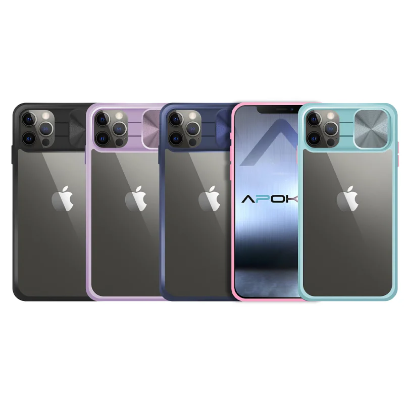 Capa Apokin para iPhone 12 Gel Antichoque com Tampa Deslizante Variedade de cores - Imagem 1