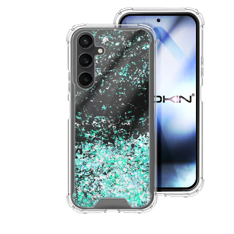 Capa Apokin para Samsung Galaxy S23 FE em Gel Transparente com Brilho Azul Turquesa - Imagem 4