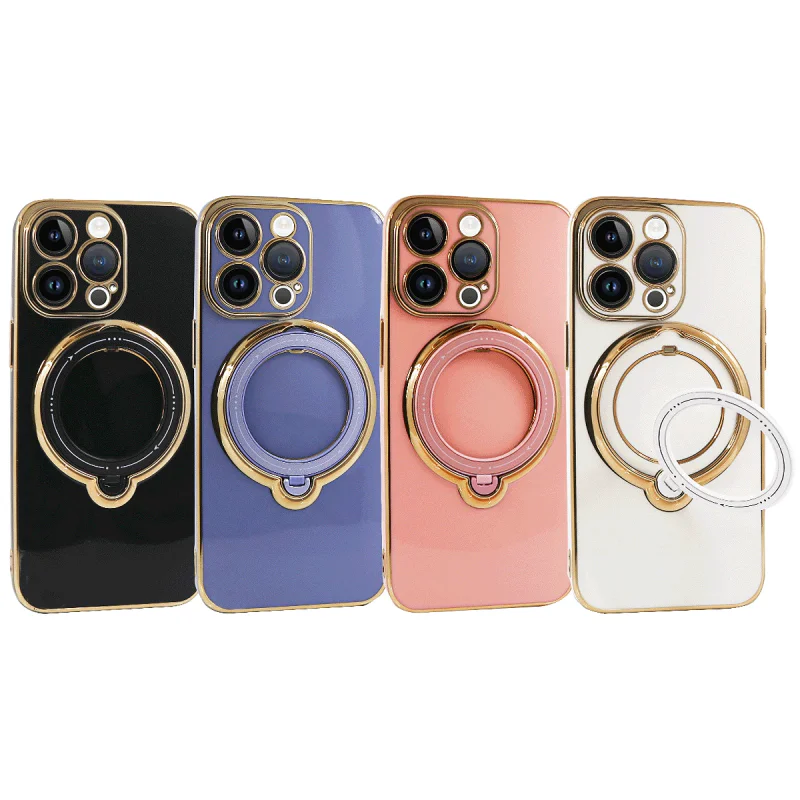 Capa de Silicone Apokin com Suporte Cromado para iPhone 11 Pro Preto - Imagem 1