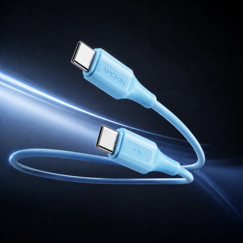 Cabo USB-C para USB-C Apokin 60 W 3 A 1 m Azul - Imagem 2
