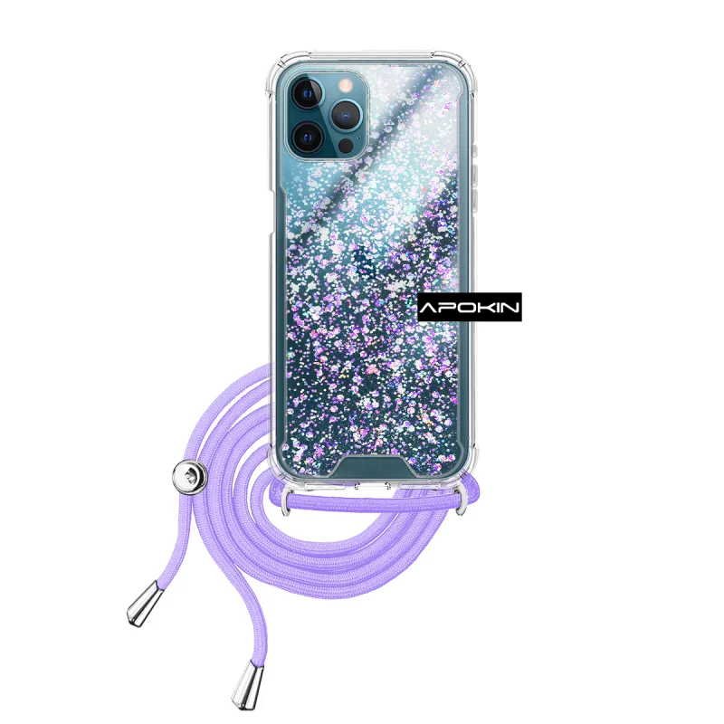 Capa Apokin para iPhone 12 Pro Max 6,7 polegadas Gel Transparente com Cordão Rosa - Imagem 2