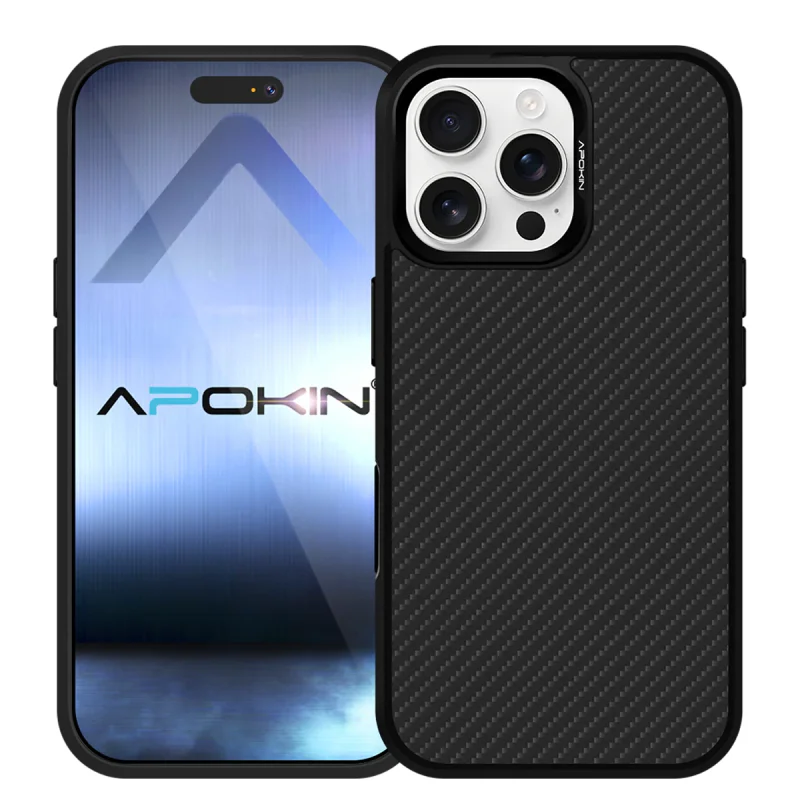 Capa Apokin iPhone 16 Pro Efeito Fibra de Carbono com MagSafe Preto - Imagem 2
