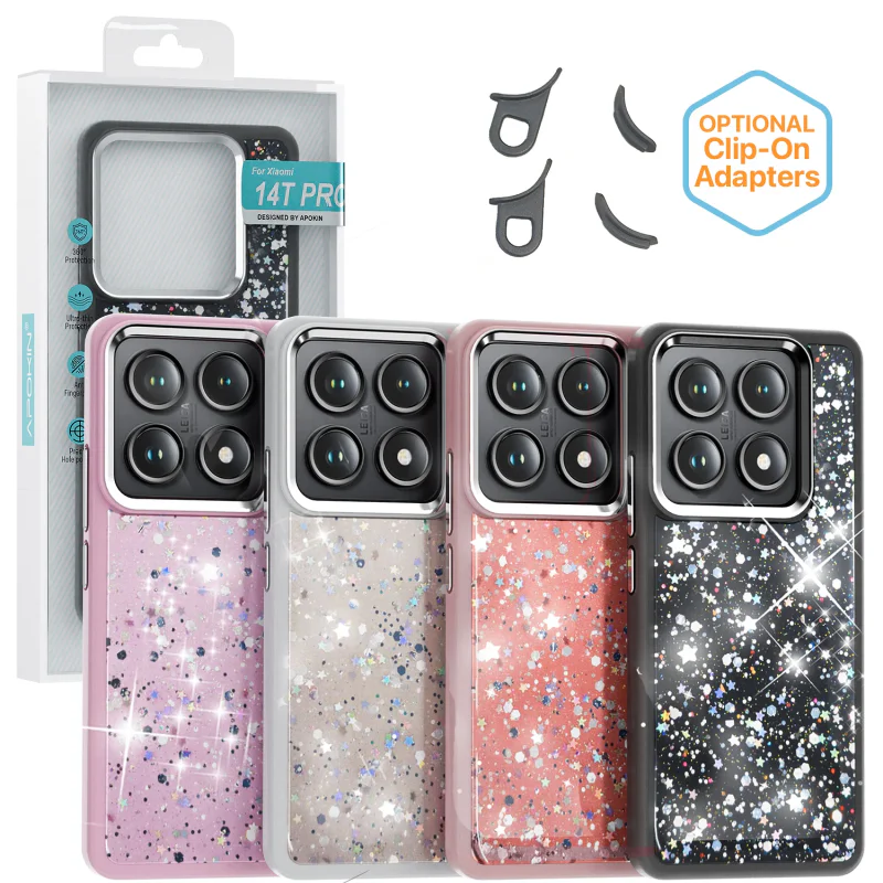 Capa Apokin Bling-Bling com Purpurina para Xiaomi 14T Prata