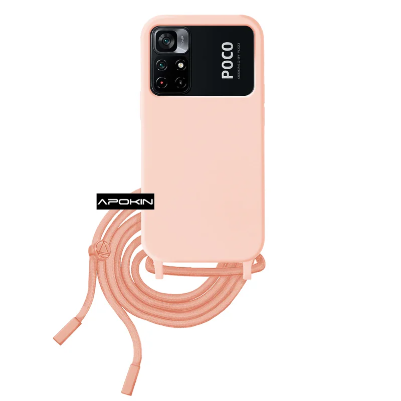 Capa Apokin de Silicone Suave com Cordão para Xiaomi Poco M4 Pro 5G Azul-turquesa - Imagem 5
