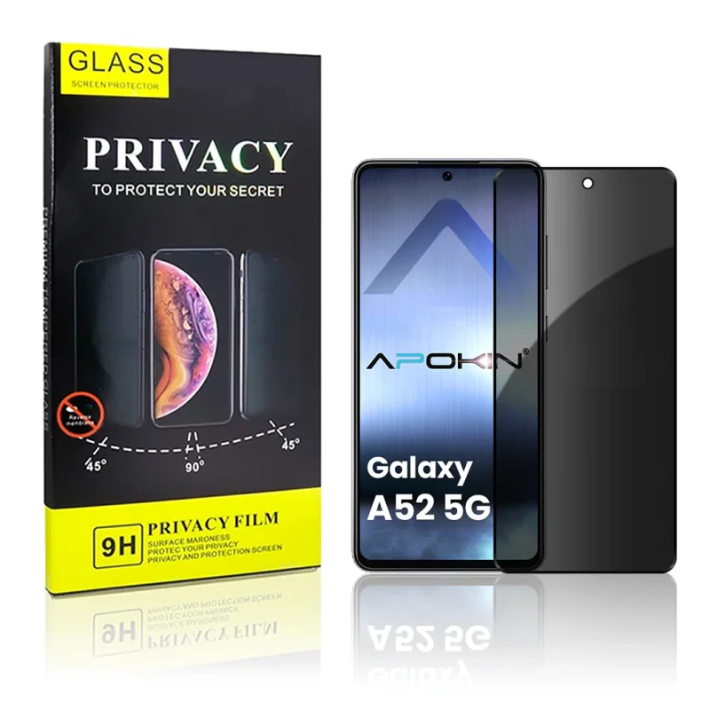 Película Apokin de Vidro Temperado 5D de Privacidade para Samsung Galaxy A52 e A53 Preto