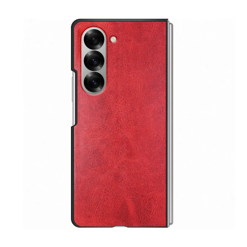 Capa com Tampa Apokin para Samsung Galaxy Z Fold 6 Pele Sintética Vermelho - Imagem 5