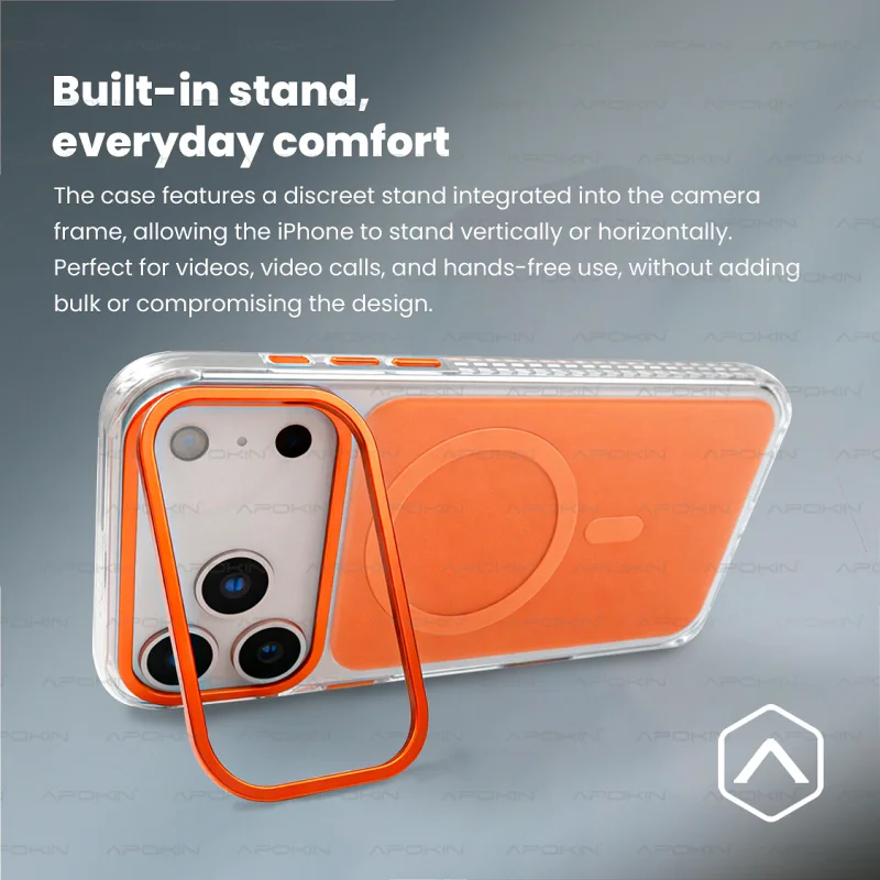 Capa Apokin para iPhone 17 Pro / 18 Pro Acrílica All-Match com MagSafe Laranja - Imagem 4