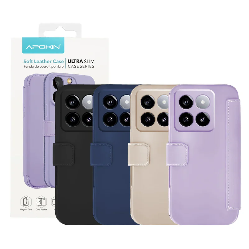 Capa Apokin de Silicone Macio com Efeito Pele para Xiaomi 14 Pro Preto