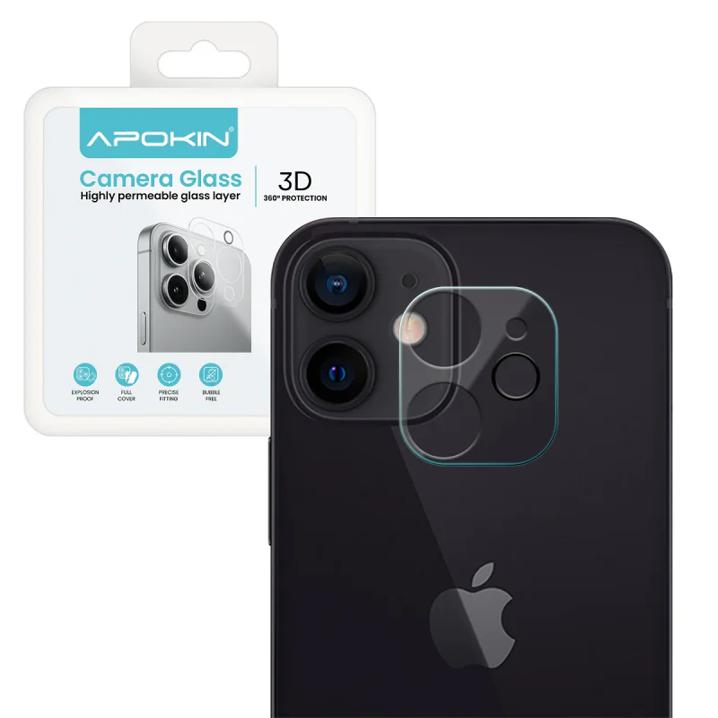 Protetor de Câmara Apokin para iPhone 12 em Vidro Temperado Transparente
