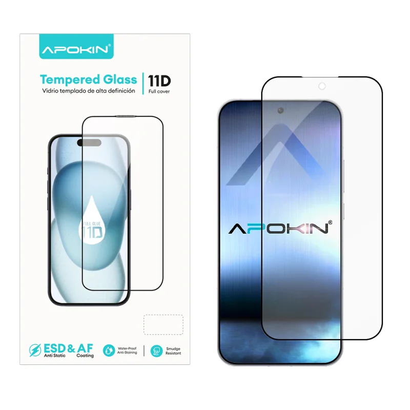 Película Apokin Full Glue 11D para Oppo Reno 15 Pro Vidro Temperado Curvo Preto