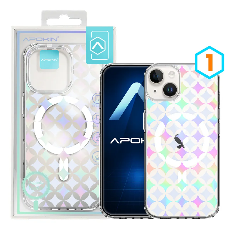 Capa Metálica Iridescente Apokin para iPhone 13 / 14 com MagSafe e Desenhos Cor 3 - Imagem 2